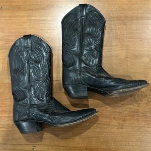 Black Leather and lizard skin Justin boots